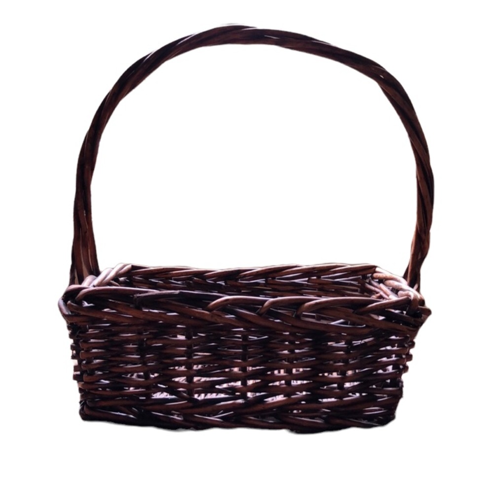 Decorative rectangular basket with handle
